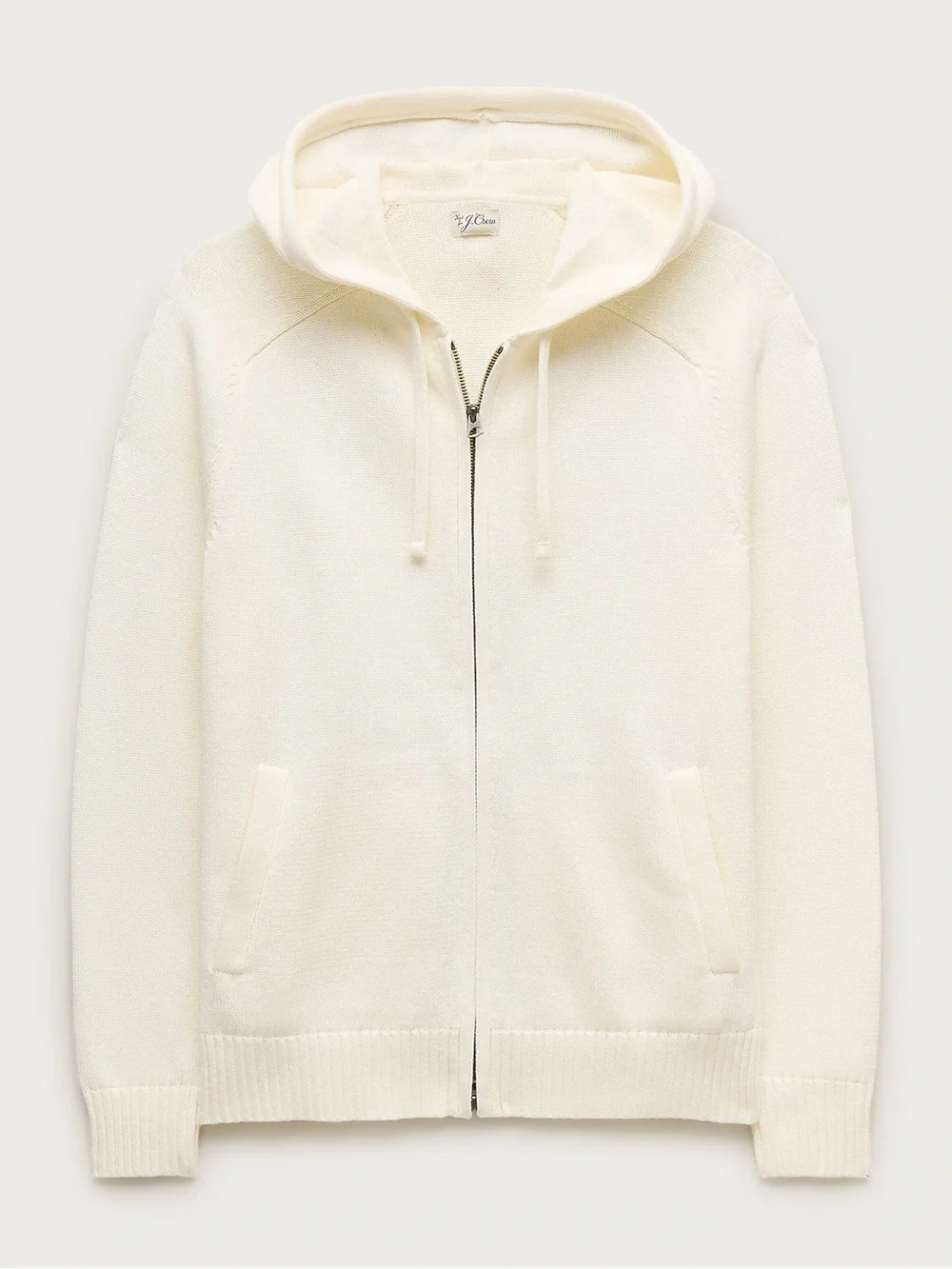 J. CREW Heritage cotton hooded full-zip sweater in Ivory Size S NWT $128 CT606